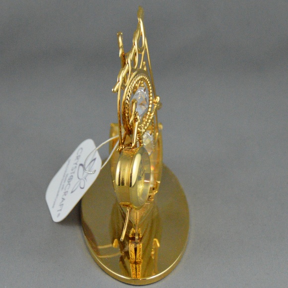 Crystocraft Pirate Ship Clock figurine w/ Swarovsk - Picture 7 of 7
